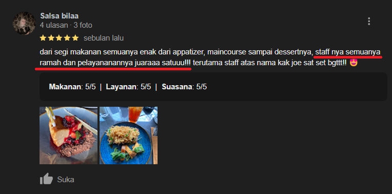 tempat makan yang pelayan ramah dan nyaman di senayan